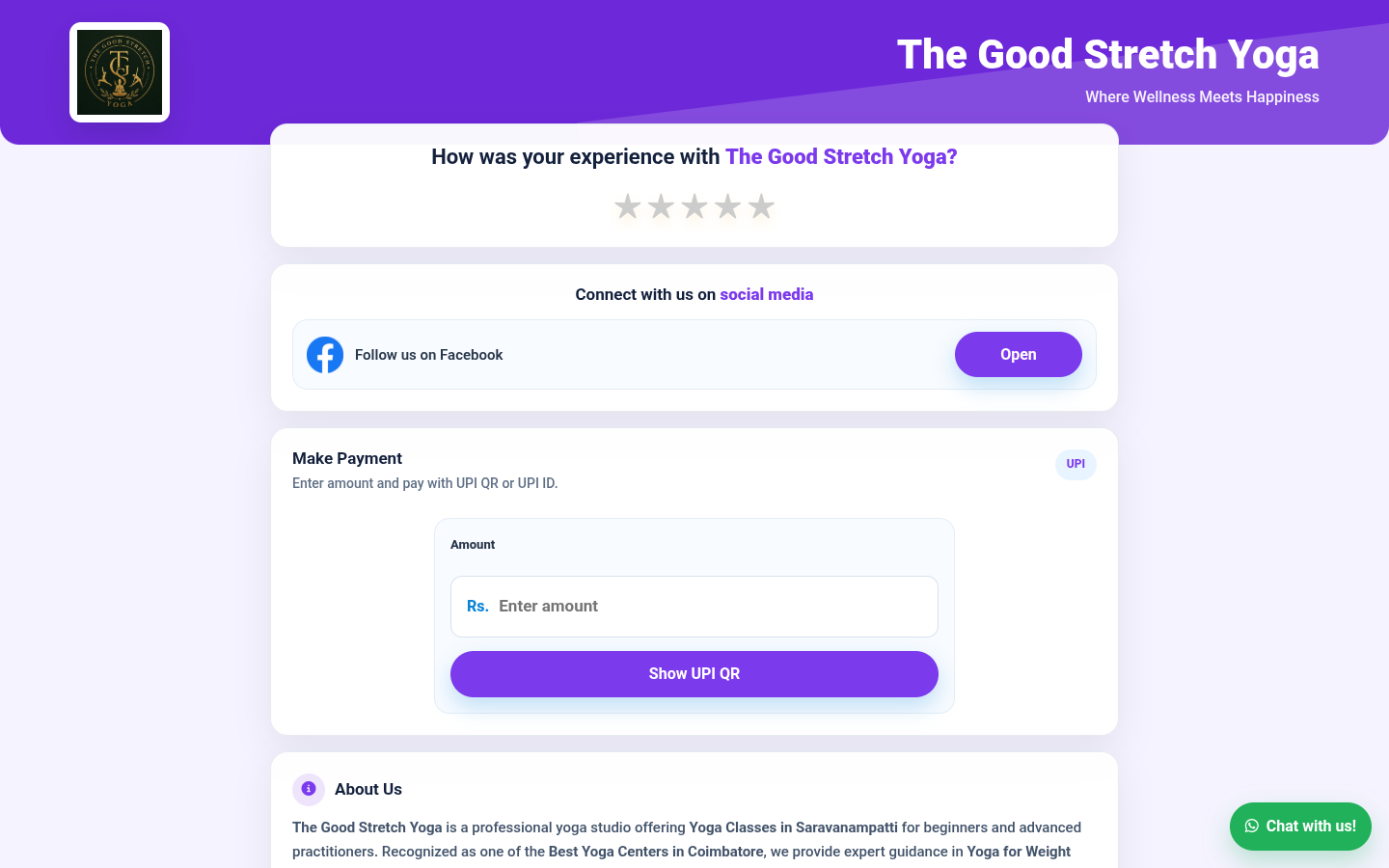 The Good Stretch Yoga smart page sample